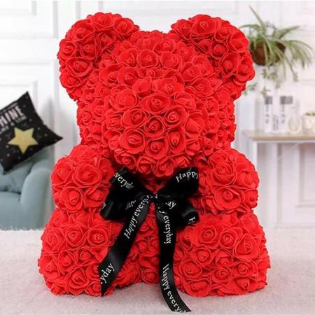 Liefste teddy beer van rode kunst rozen met cadeau doos | Moederdag | Rozen Beertje | Beertje | Rood | 25CM | Valentijnsdag | Valentijnscadeau | Kerst - Sinterklaas